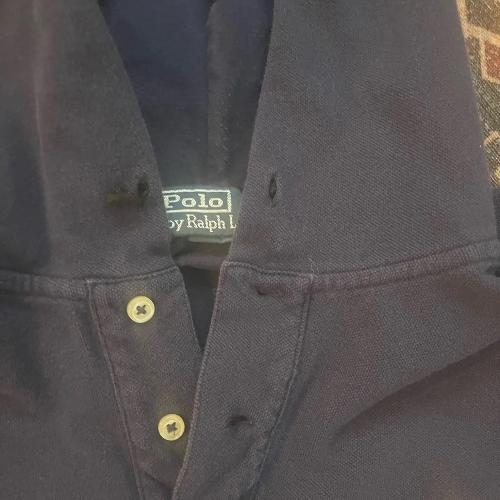 Vintage Polo by Ralph Lauren Dark Blue Hoodie with Yellow Logo
